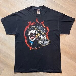 Vintage Harley Davidson double sided Taz Looney tunes T - medium